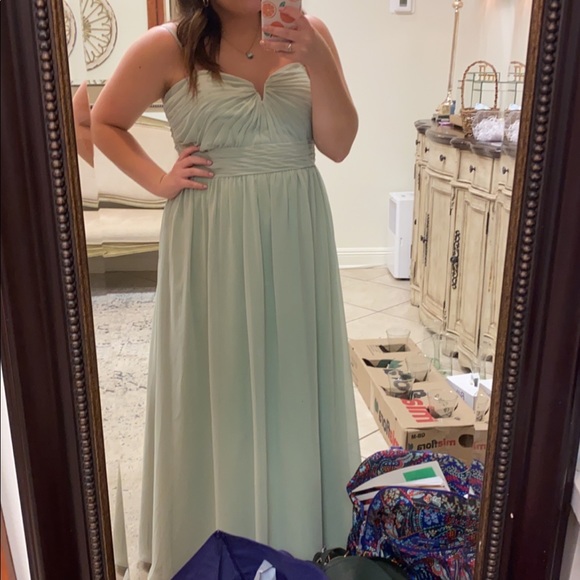 Azazie Size 10-12 Dusty Sage Bridesmaid’s Dress - Picture 1 of 2